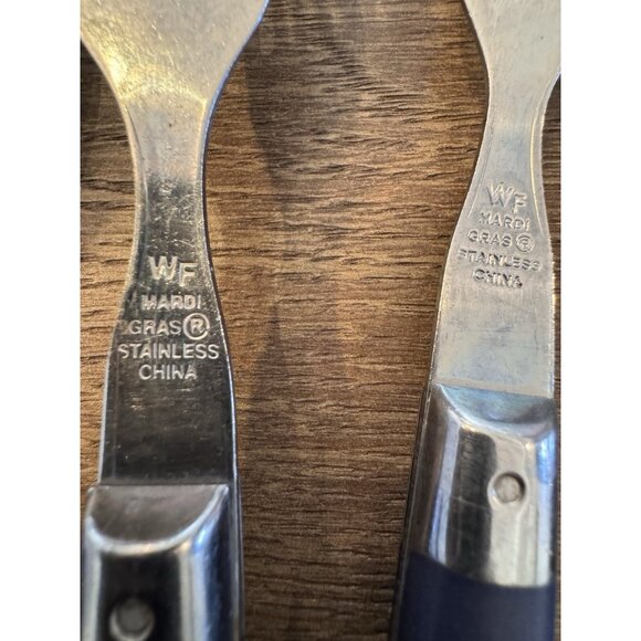 WF Washington Forge Mardi Gras Navy Blue Handle Flatware Taiwan Set of 11 - Picture 6 of 15